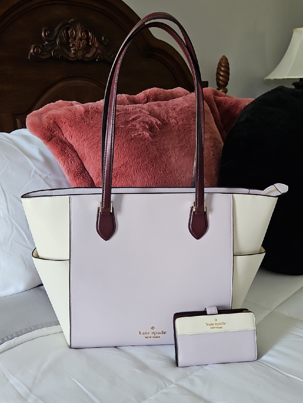 Kate Spade Two-Tone Leather Tote with Matching Wallet